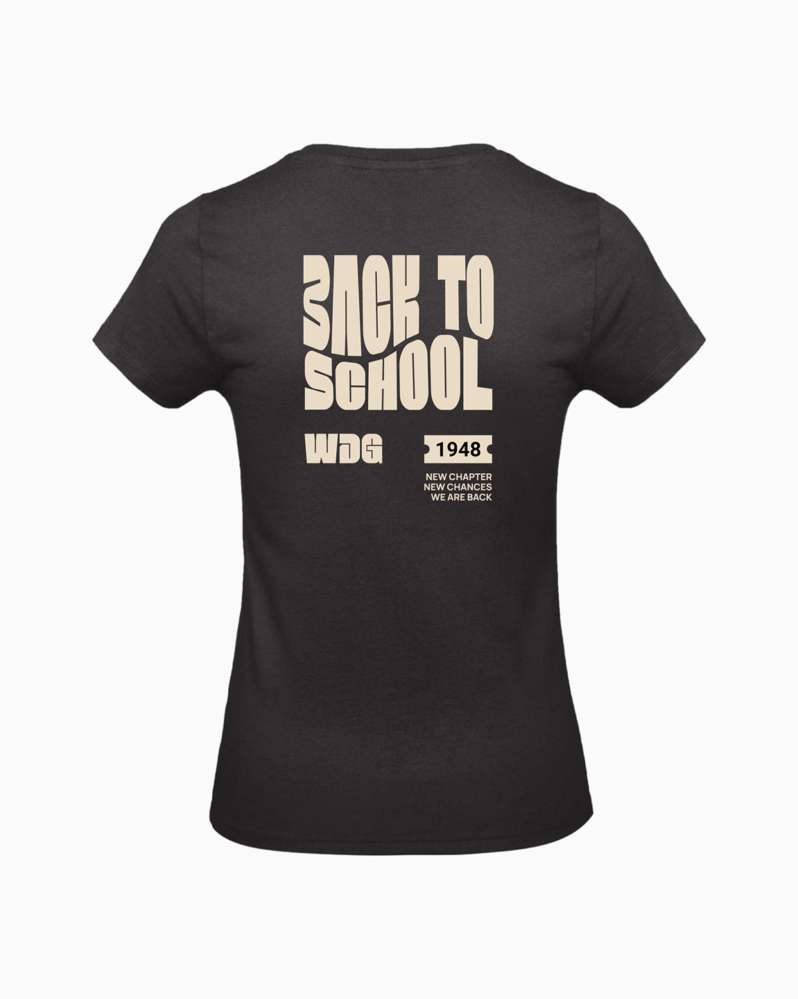 Schwarzes T-Shirt für Damen im regular Schnitt mit modernem Back To School Design
