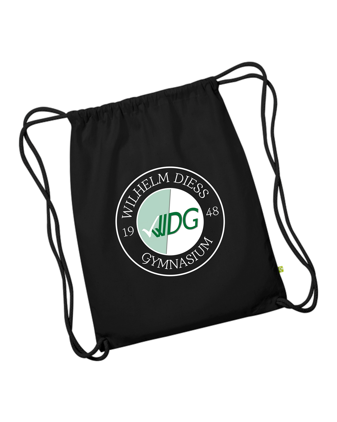 WDG Turnbeutel mit Schullogo Seitenansicht